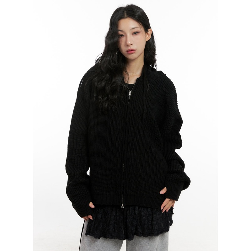 Oversized Knit Hooded Sweater CN416