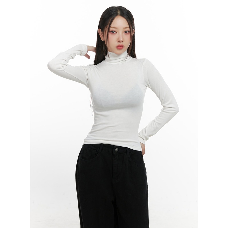 SlimFit Turtle Neck Top CN415|White|Black|S/M
