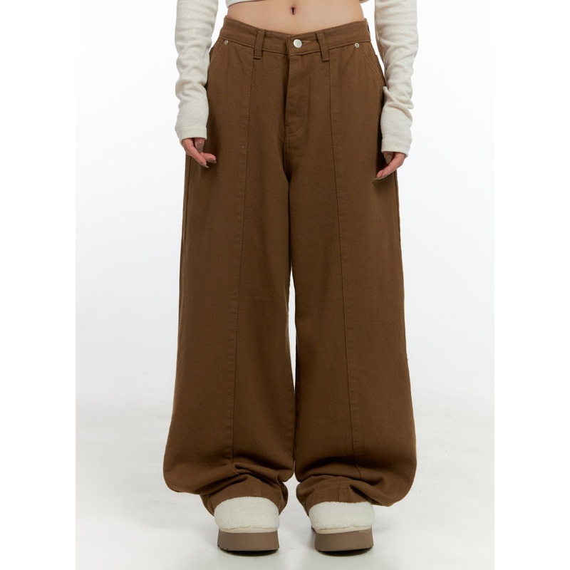 Solid Cotton Wide Leg Pants CN408