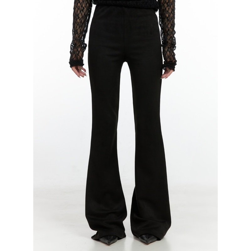 Solid Slim Fit Suede Pants CN408