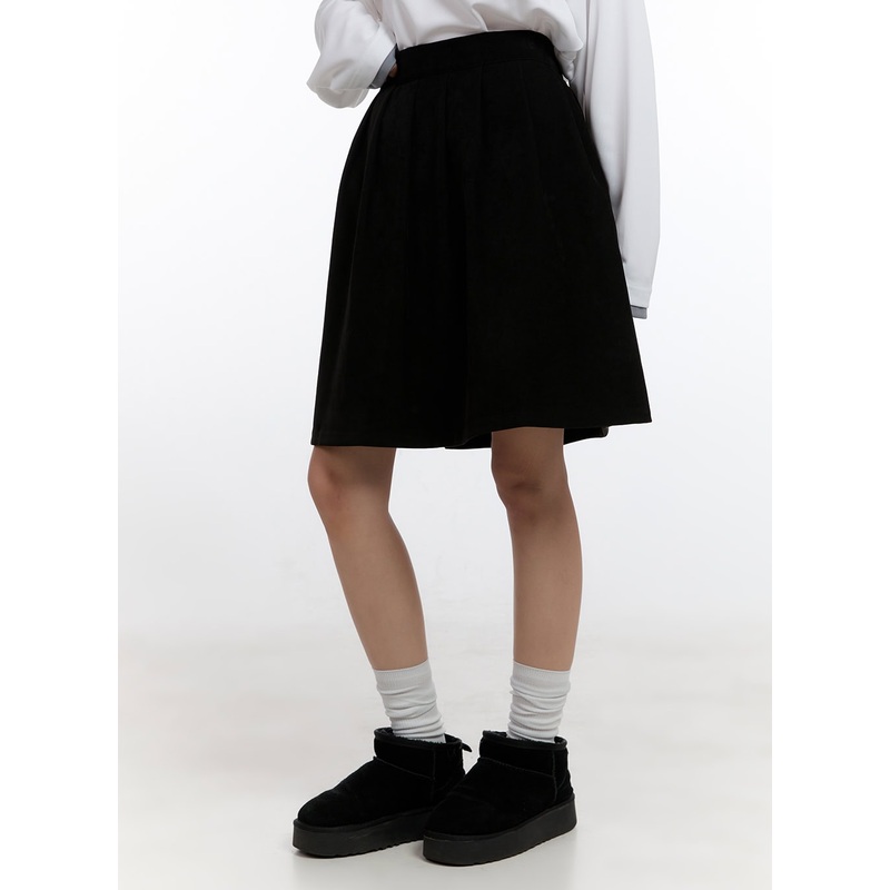 Solid Suede Midi Skirt CN421|Black|Dark gray|S/M