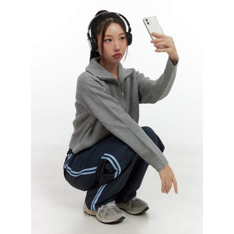 Two-Way Zip Knit Sweater CN412