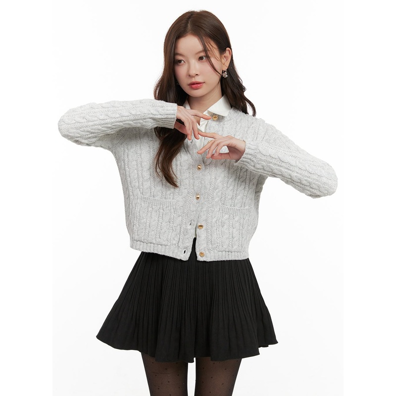 Cozy Cable Knit Buttoned Cardigan OD403