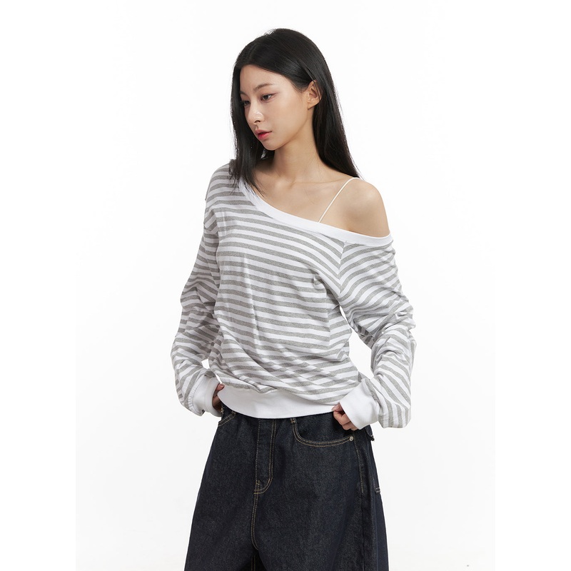Loose-Fit Striped Drop-Shoulder Top CN426
