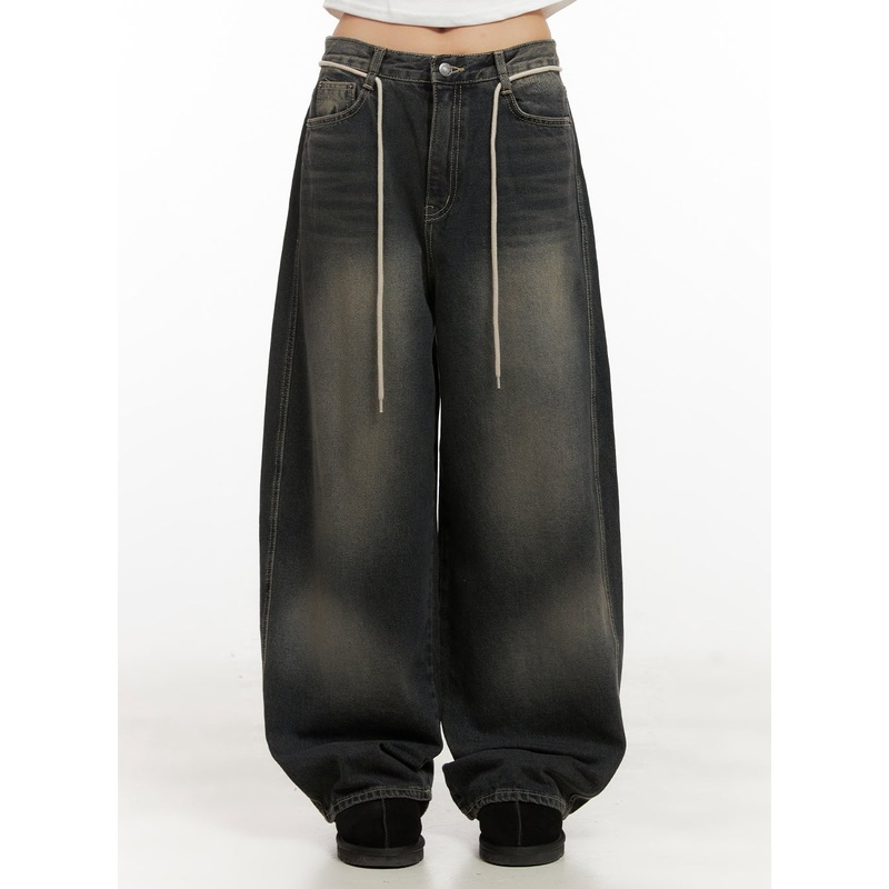 Matilda Washed Denim String Baggy Jeans CD410