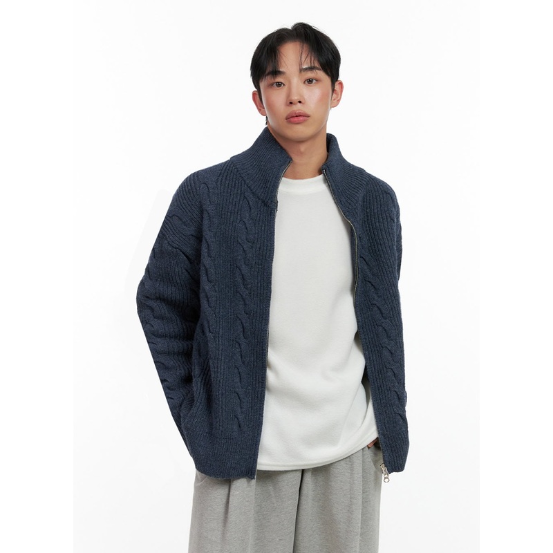 Men’s Cable Knit Zip-Up Sweater IN426