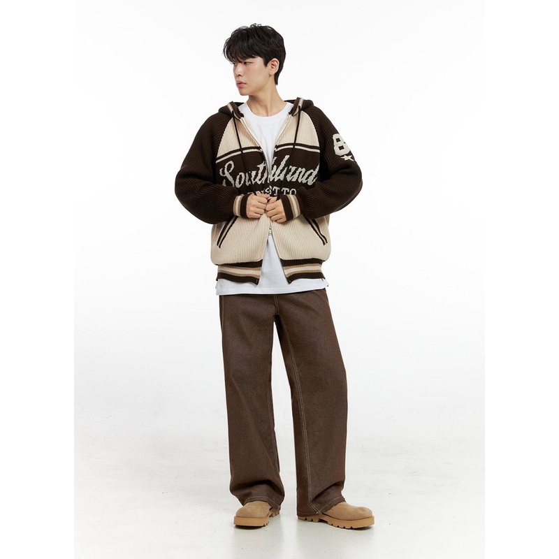 Men’s Classic Denim Wide Leg Jeans (Brown) IN422