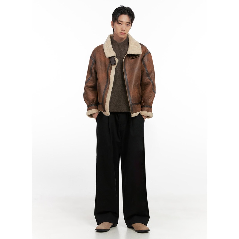 Men’s Cotton Pintuck Wide-Fit Pants ID406