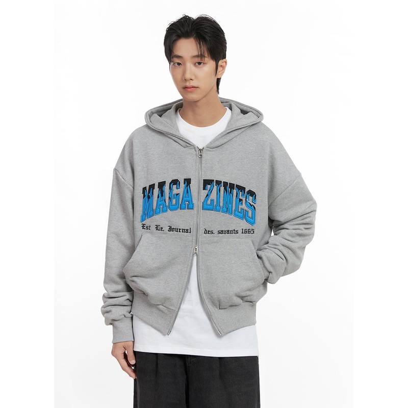 Men’s Embroidered Double Zip Hoodie ID406