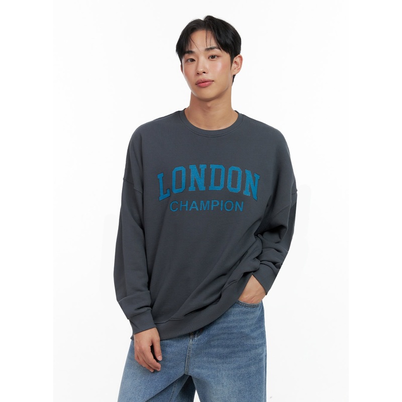 Men’s Graphic Crewneck IN426|Dark gray|White|Light beige|M/L
