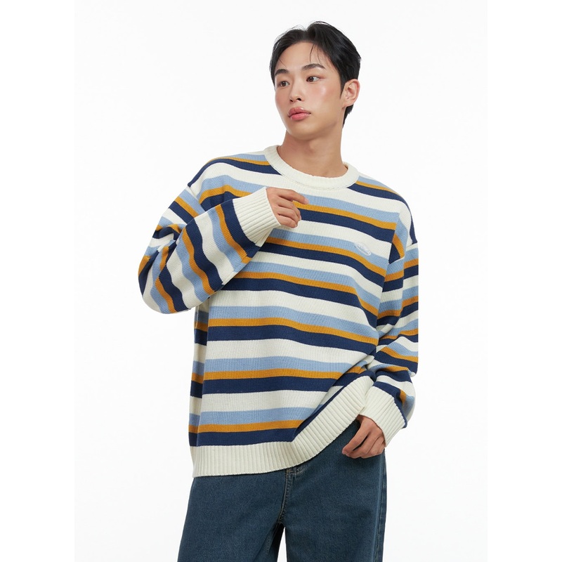 Men’s Striped Round Neck Sweater IN426