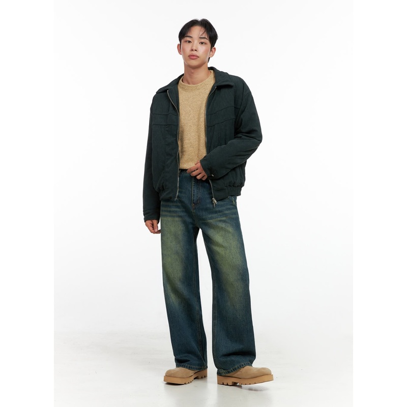Men’s Washed Vintage Wide-Leg Jeans IN426