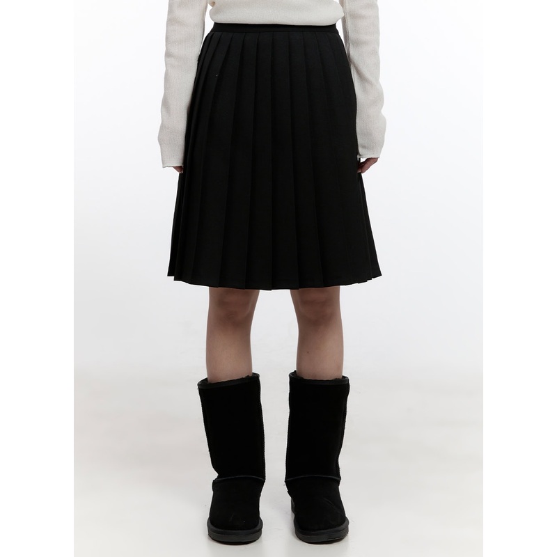 Pleated Polyester Midi Skirt CN425
