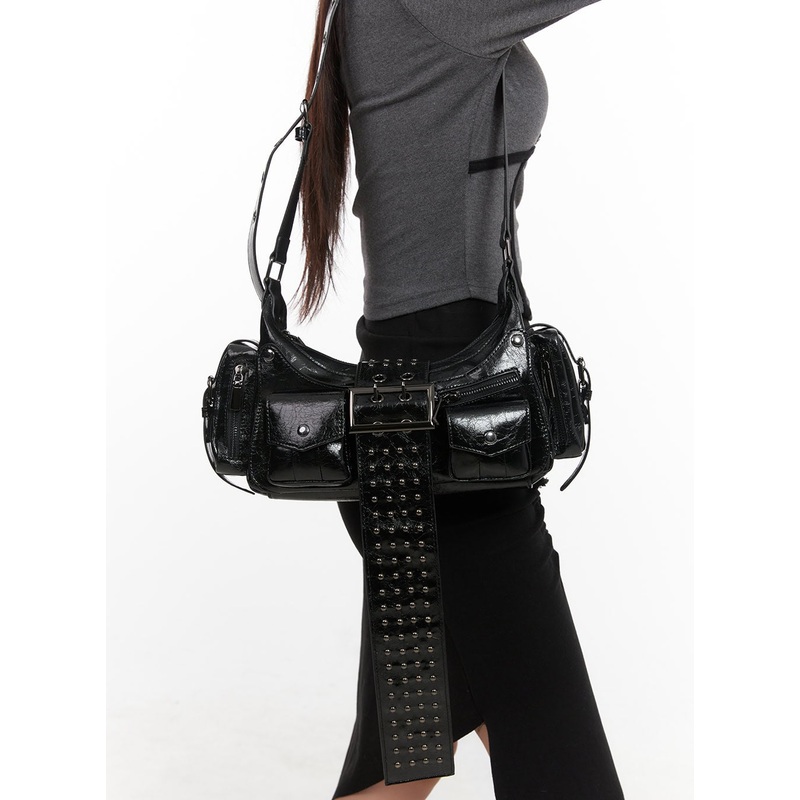 Studded Buckle Shoulder Bag CD411