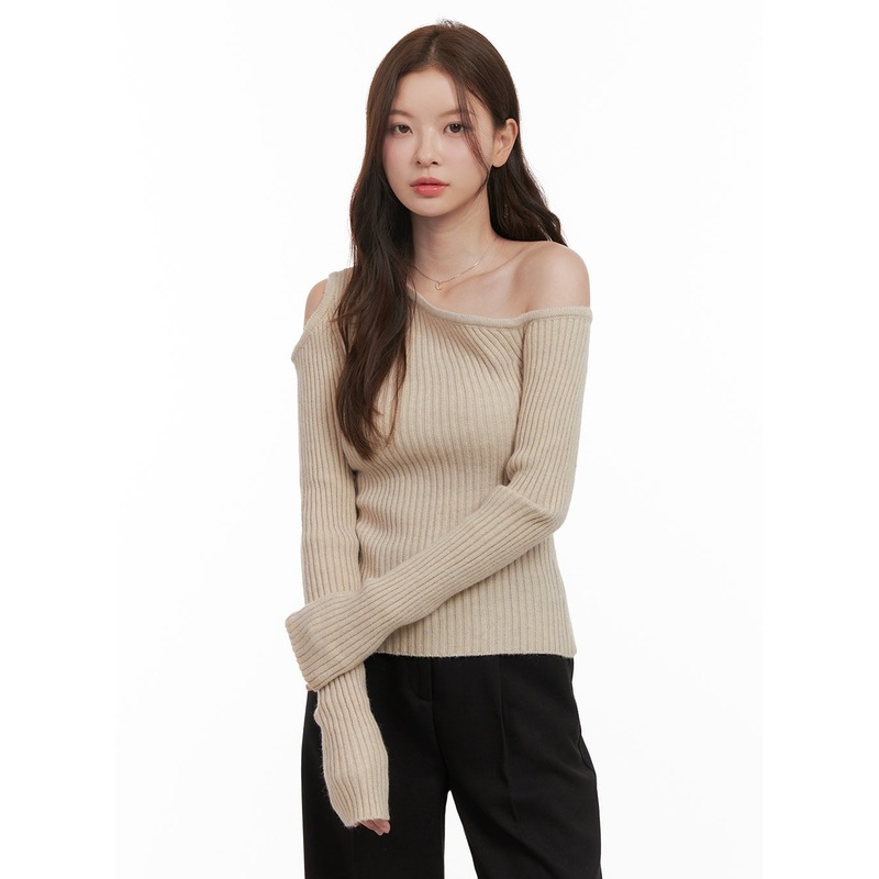 Unbalanced Cut Out One Shoulder Sweater OD403
