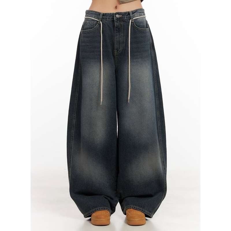 Vivian Washed Cotton Baggy Jeans CD409