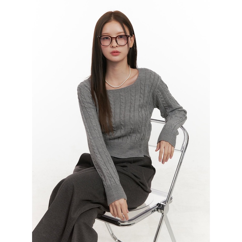 Cable Knit Button Detail Sweater OD412