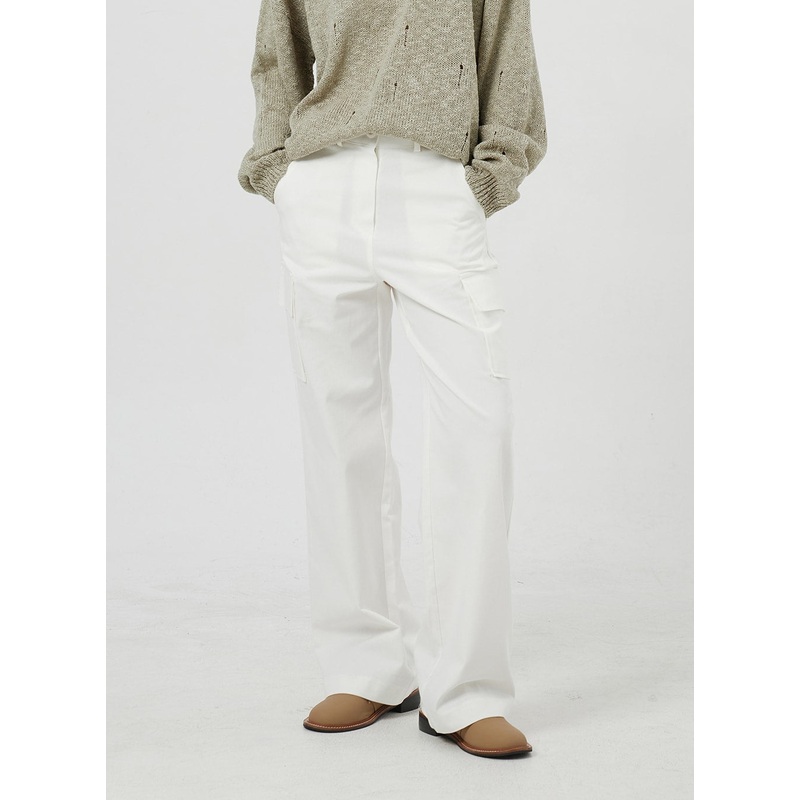 Cargo Cotton Pants OM302|White|Beige|Pink|Light green|S|M