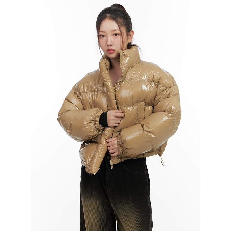 Glossy Cropped Puffer Jacket CD416