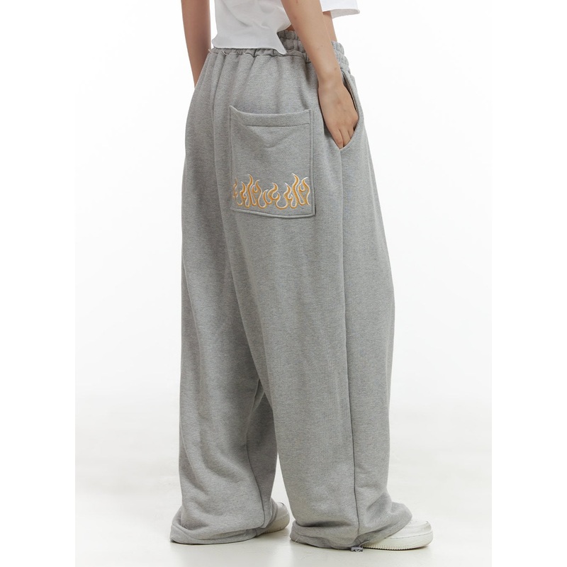 Graphic Pocket Wide Sweatpants CL417