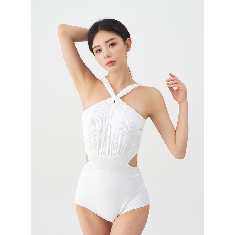 Halterneck Slit One Piece Swimsuit IJ13