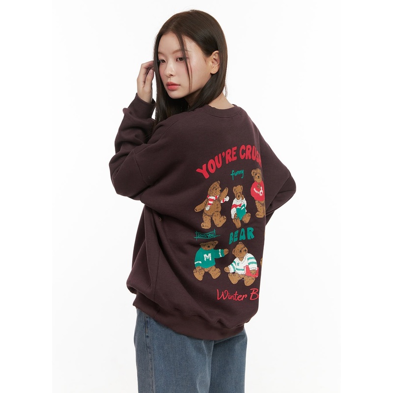 Loose-Fit Graphic Bear Crew Neck OD412