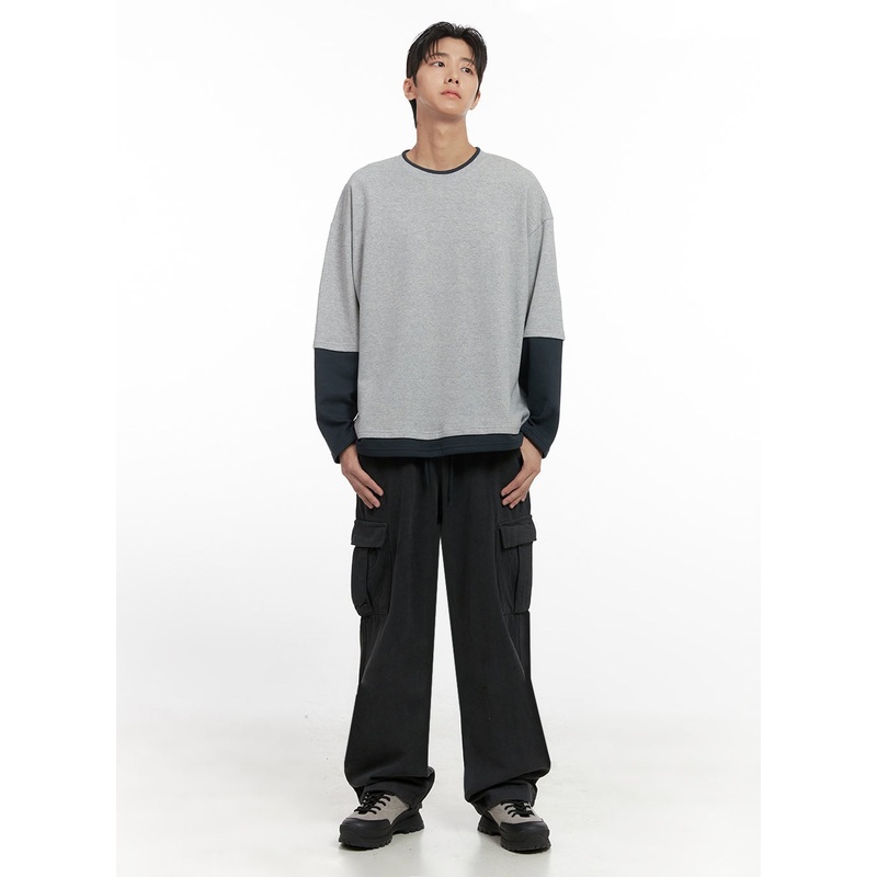 Men’s Cargo Cotton Pants (Dark gray) ID413