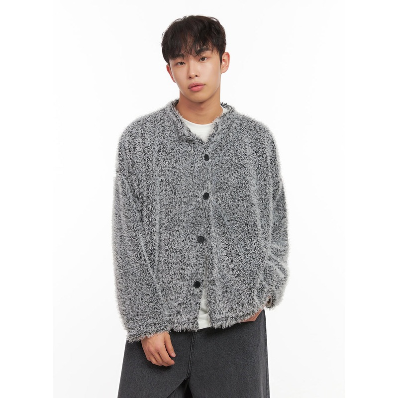 Men’s Fuzzy Buttoned Cardigan ID427