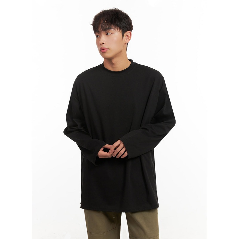 Men’s Long-Sleeve Oversized Tee (Black) ID431