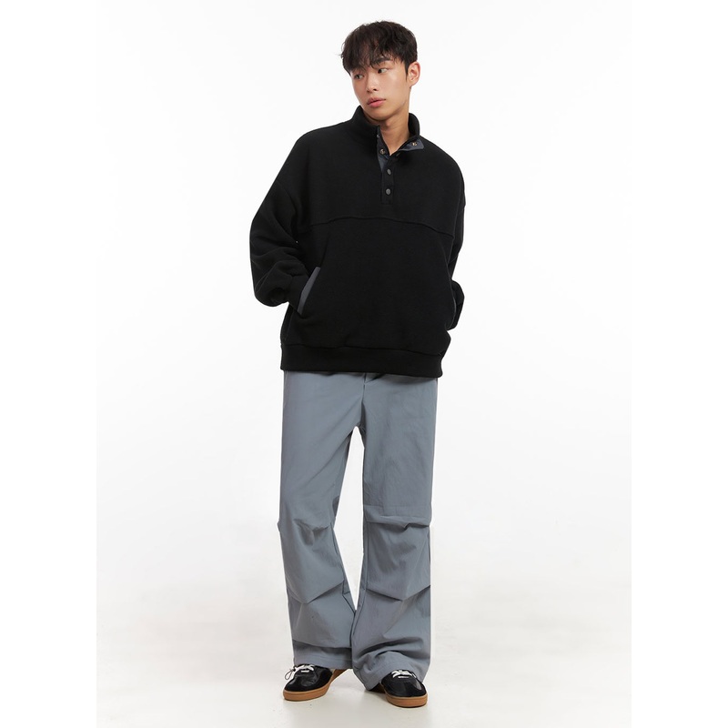Men’s Straight-Leg Solid Pintuck Track Pants ID427