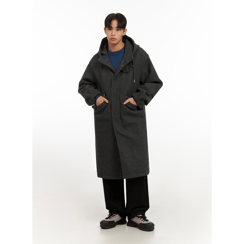 Men’s Warm Wool Zip-Up Hooded Coat ID413