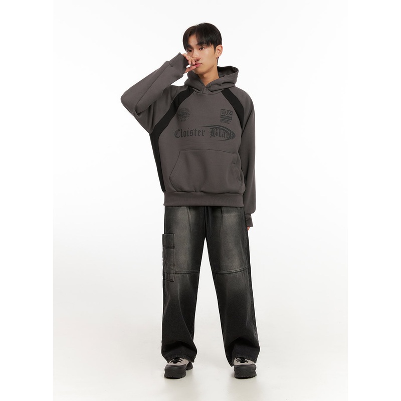 Men’s Washed Pocketed Wide-Leg Jeans ID413