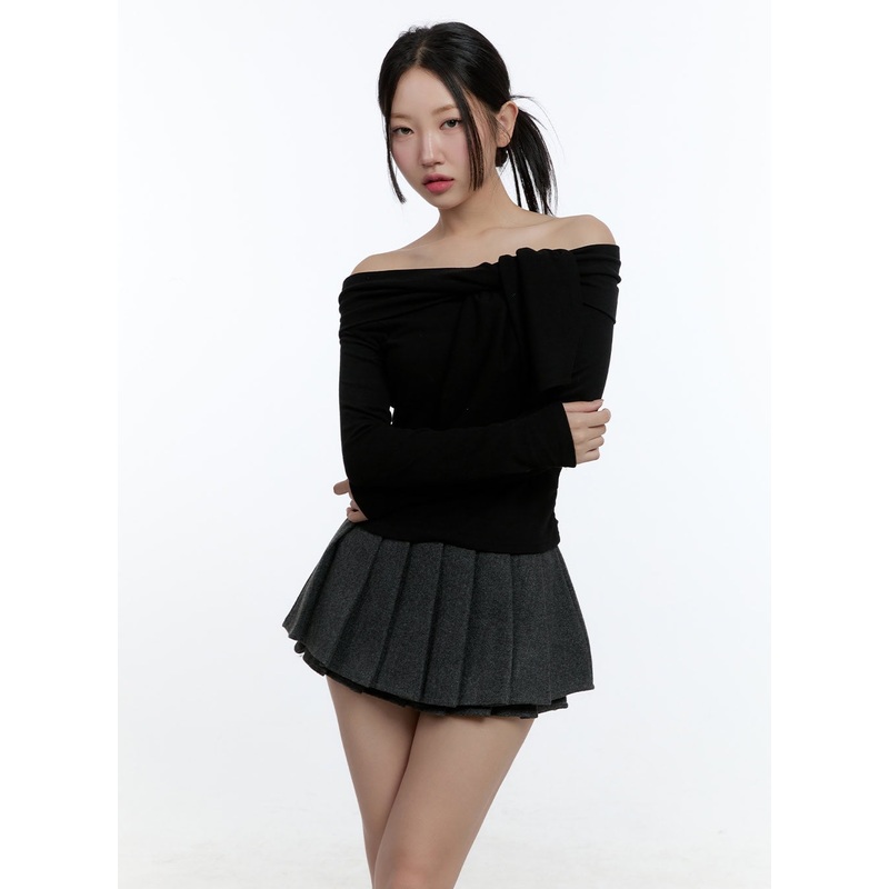 Off Shoulder Ribbon Crop Top CD423