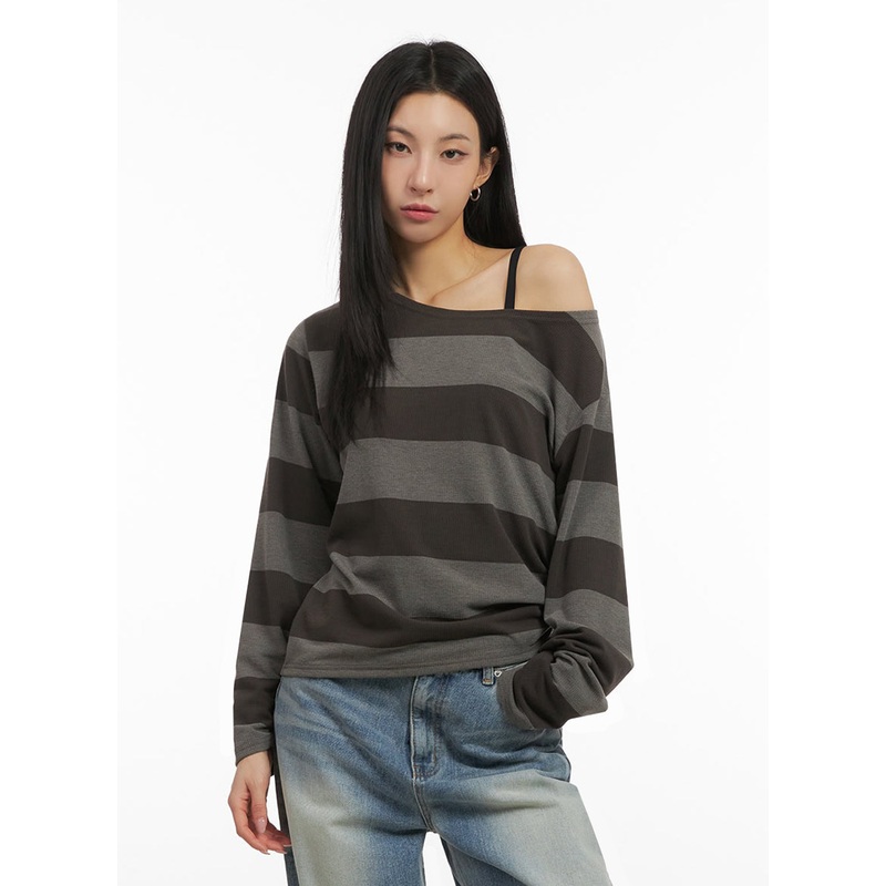 One-Shoulder Striped Top ID431