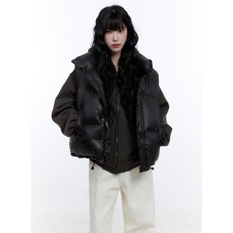 Oversized Chic Zip-Up Puffer Vest CD419