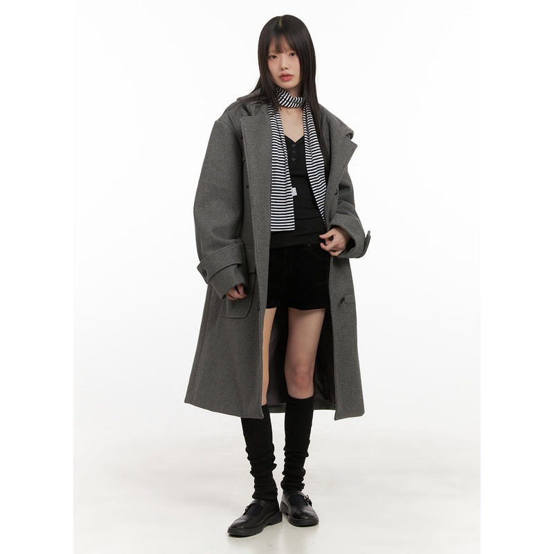 Oversized Wool-Blend Hooded Coat CD425