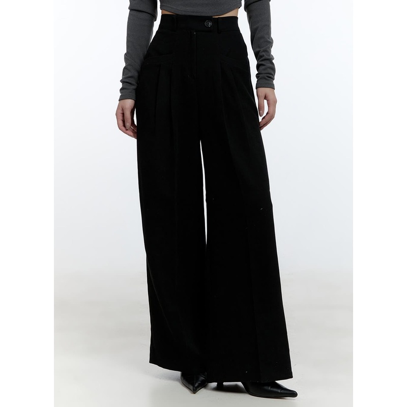 Pintuck Wide Fit Tailored Pants CD420