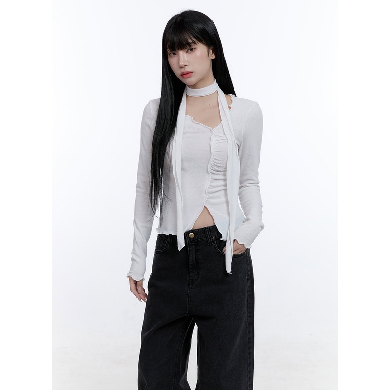 Shirring Detail Slim-Fit Crop Top CD419