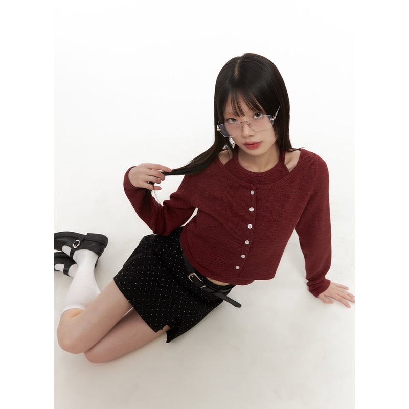 Slim-Fit Cardigan & Halter Top Set CD430