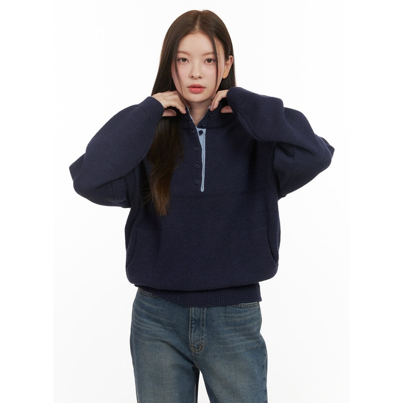 Soft Half Button Sweater OD412