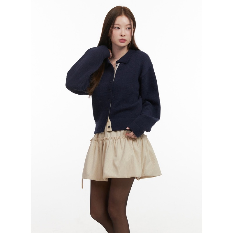 Solid Knit Buttoned Sweater OD418