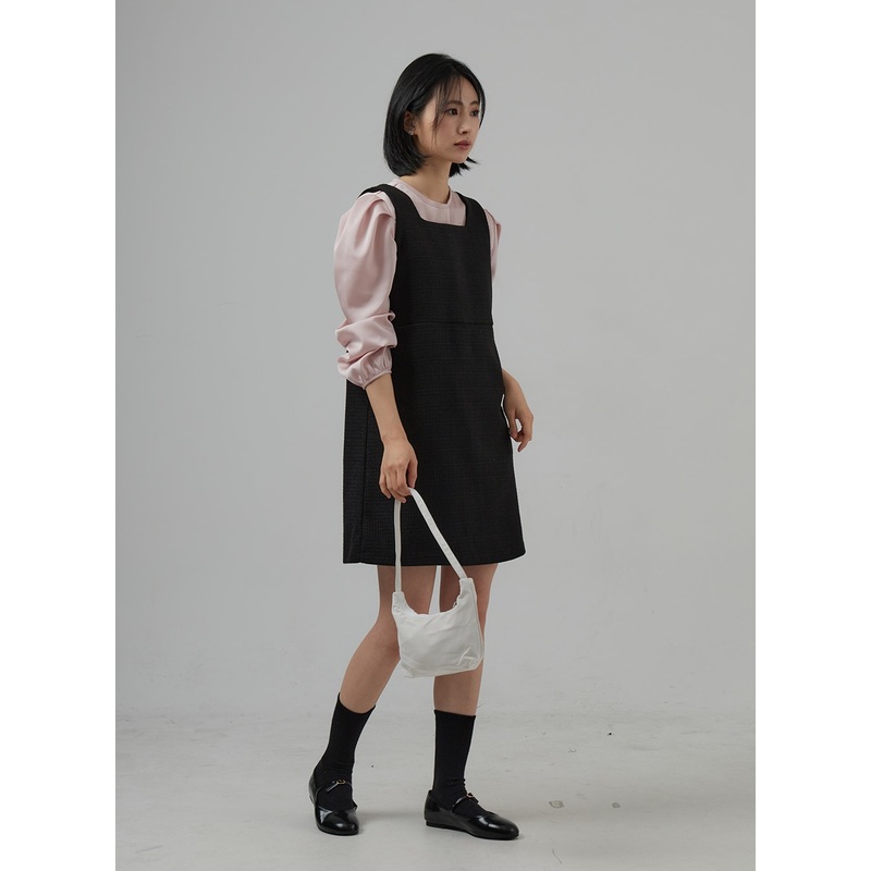 Square Neck Sleeveless Tweed Mini Dress OD29