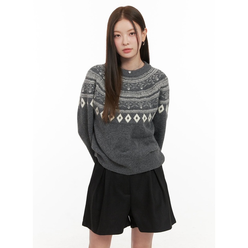 Wool-Blend Nordic Print Sweater OD412