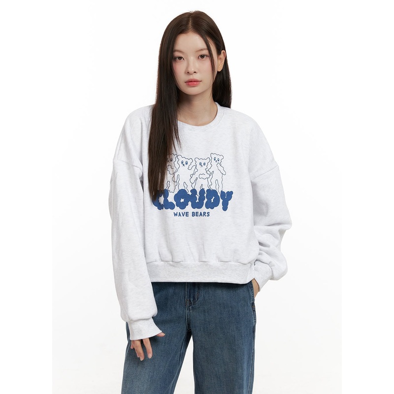 Bear Graphic Long Sleeve Crewneck ON422