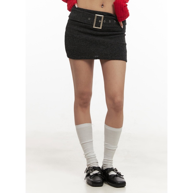 Belted Slim-Fit Mini Skirt CJ507