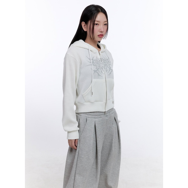 Casual Graphic Zip-Up Hooded Jacket CJ509
