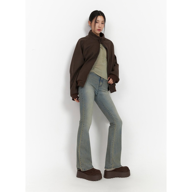 Cathy Washed Slim-Fit Flared Jeans IJ503