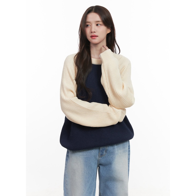 Cozy Knit Contrast Sweater CJ514