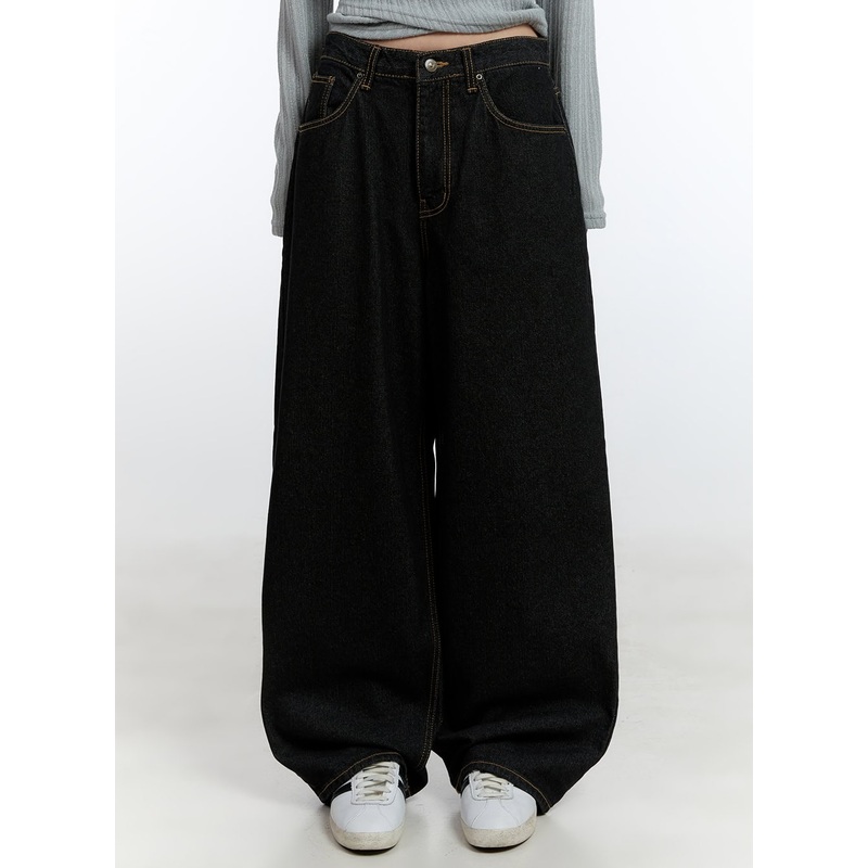 Denise Baggy Jeans CJ520|Black|S|M|L