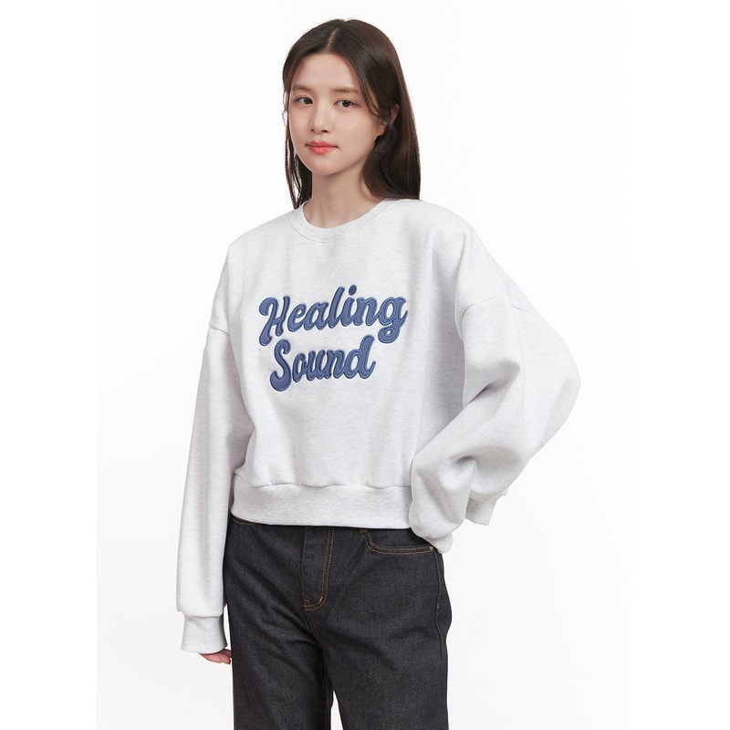 Embroidered Patch Detail Crew Neck CJ515